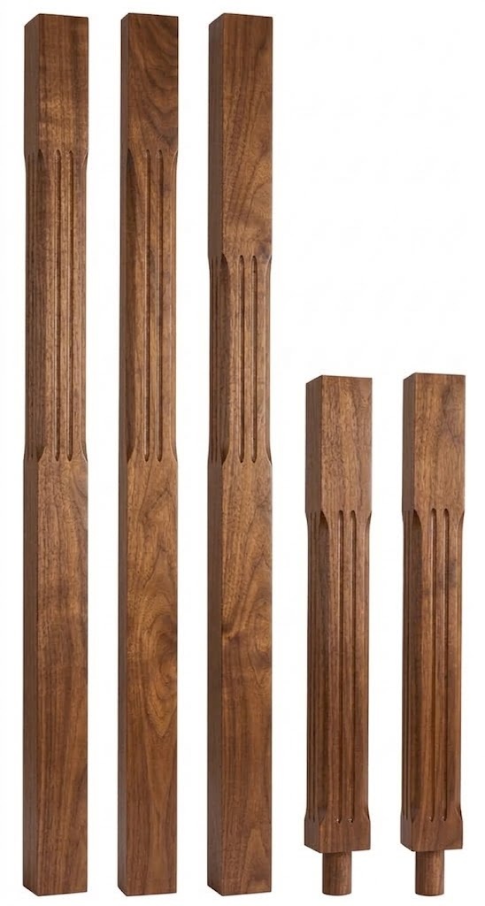 Walnut Fluted Stop Chamfer Newels